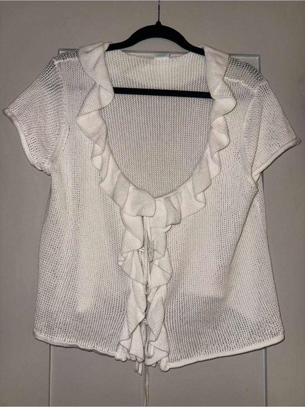 wild fable Cream Ruffle-Trim Knit Top